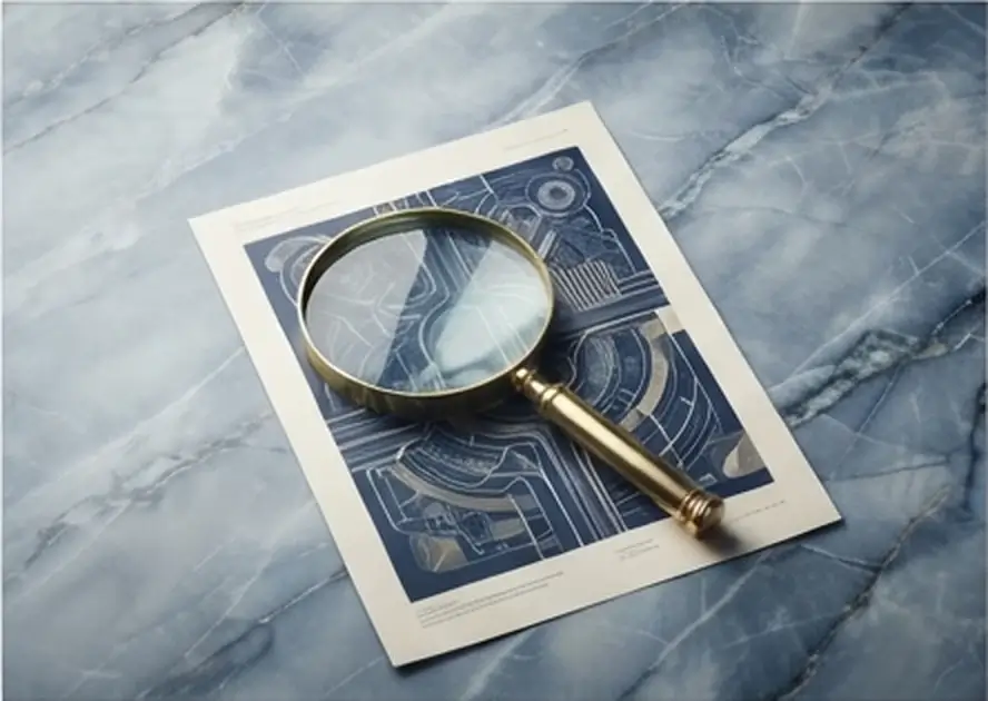 Lupa dorada sobre un documento con gráficos, símbolo de revisar tus propios hábitos